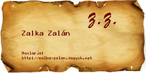 Zalka Zalán névjegykártya